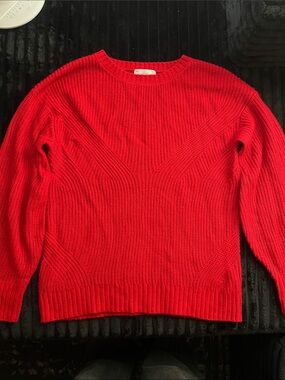 Bright Red Knit Crewneck Sweater